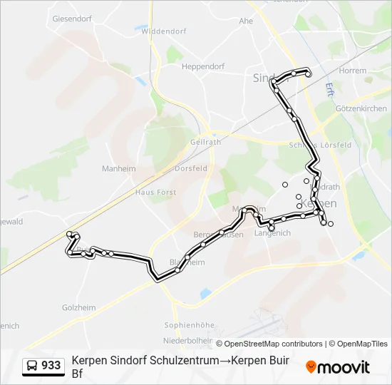 Buslinie 933 Karte