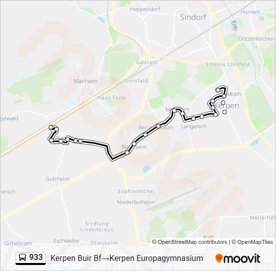 933 Bus Line Map