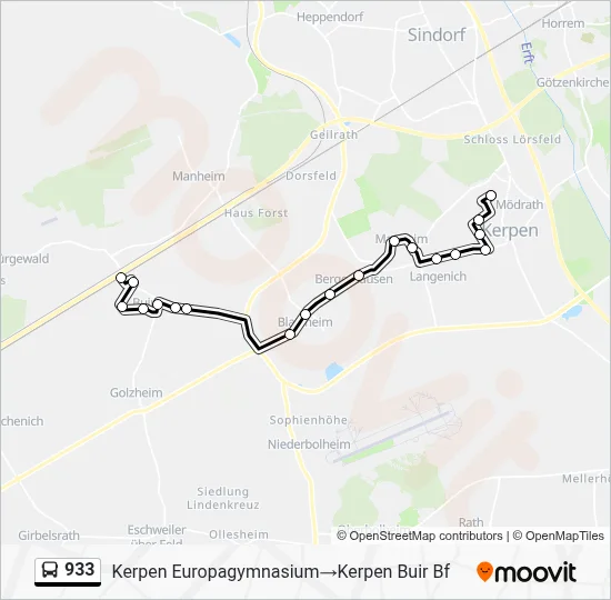 Buslinie 933 Karte