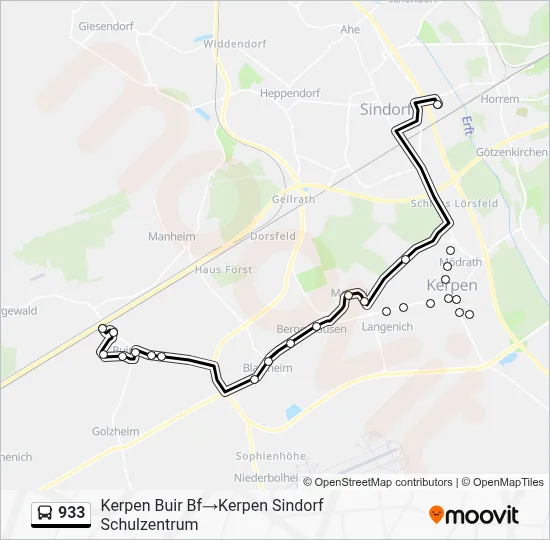 933 Bus Line Map