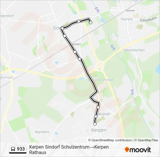 Buslinie 933 Karte