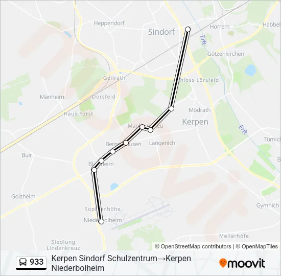 933 Bus Line Map
