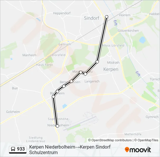 933 Bus Line Map