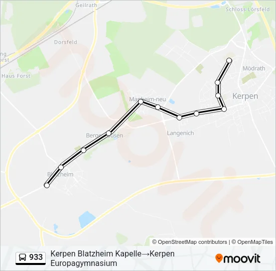 933 Bus Line Map