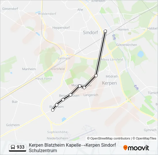 933 Bus Line Map