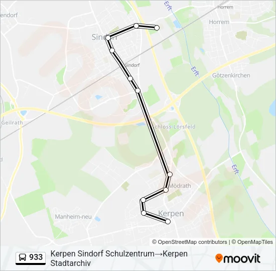 Автобус 933: карта маршрута