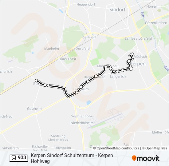 933 bus Line Map