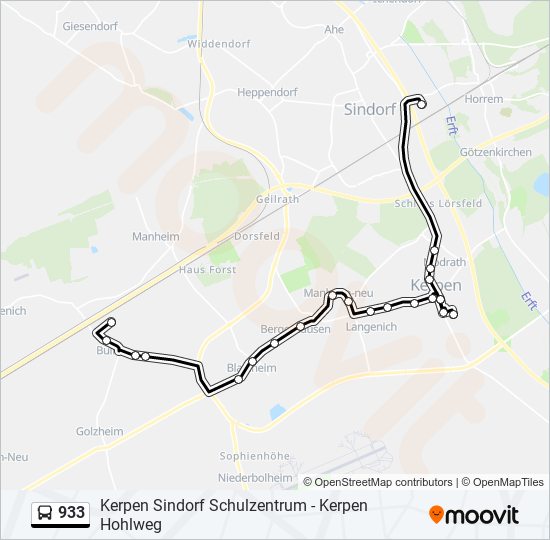 933 bus Line Map