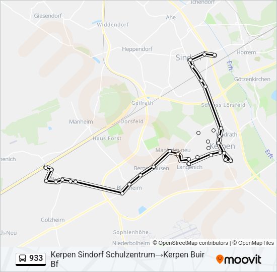 Автобус 933: карта маршрута