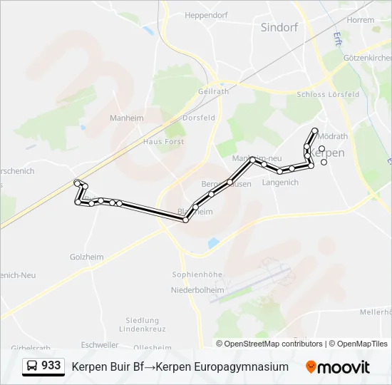 933 Bus Line Map