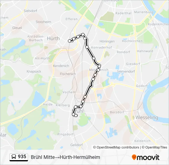 935 Bus Line Map