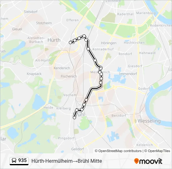 935 Bus Line Map