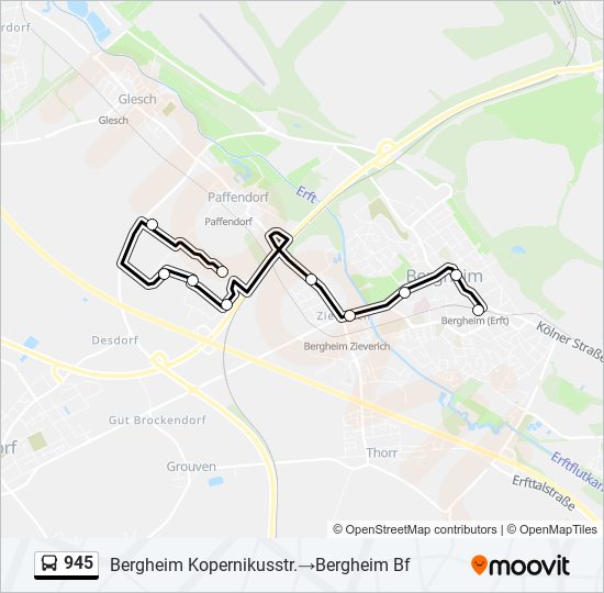 945 bus Line Map