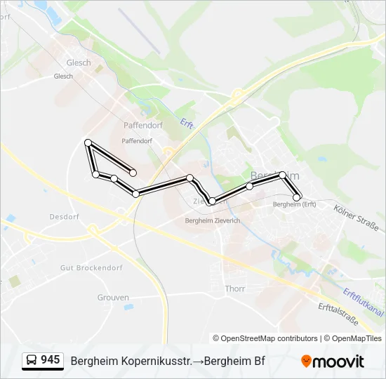 945 Bus Line Map