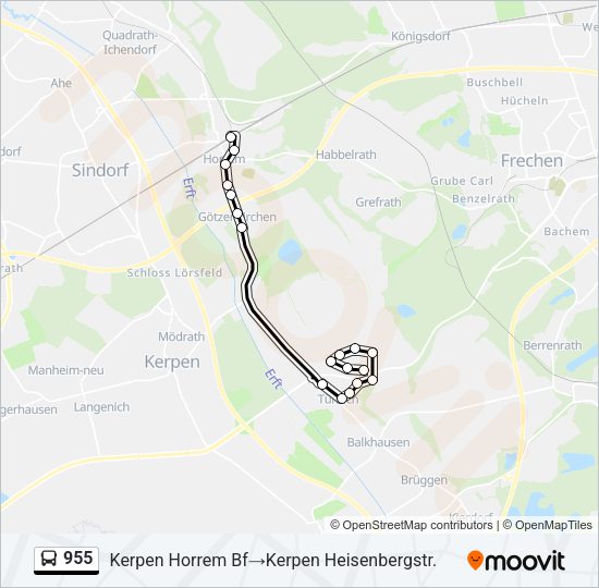Автобус 955: карта маршрута