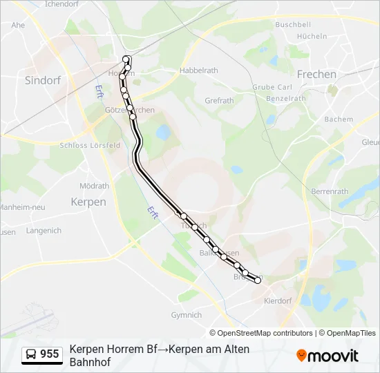 955 Bus Line Map