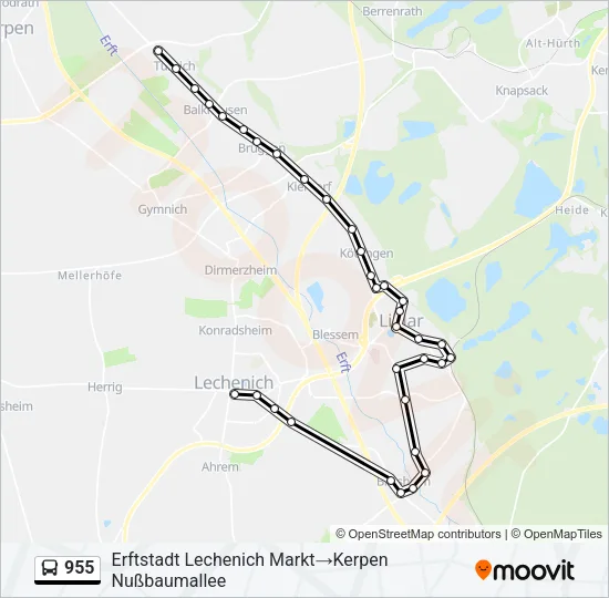 955 Bus Line Map