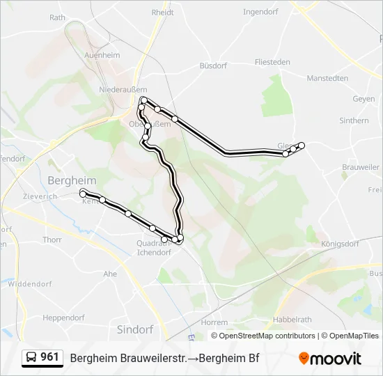 Buslinie 961 Karte