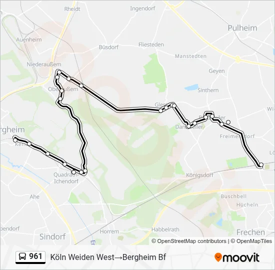961 Bus Line Map