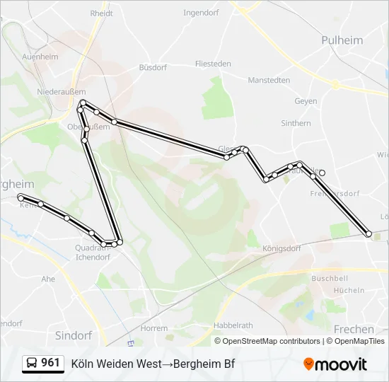 961 Bus Line Map