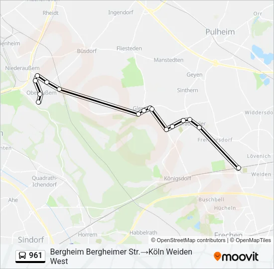 961 Bus Line Map