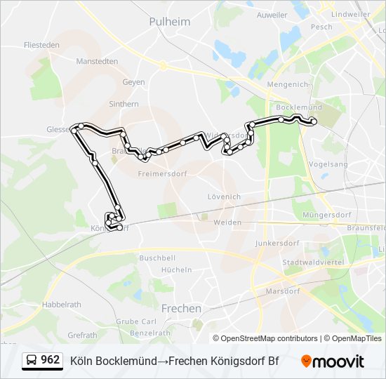 Автобус 962: карта маршрута