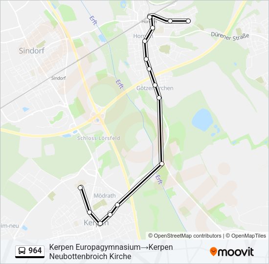 Автобус 964: карта маршрута