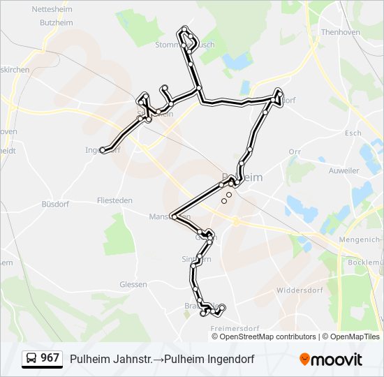 967 bus Line Map