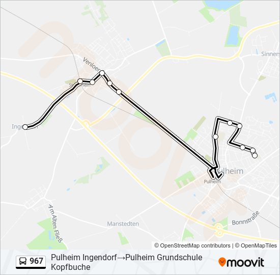 967 bus Line Map