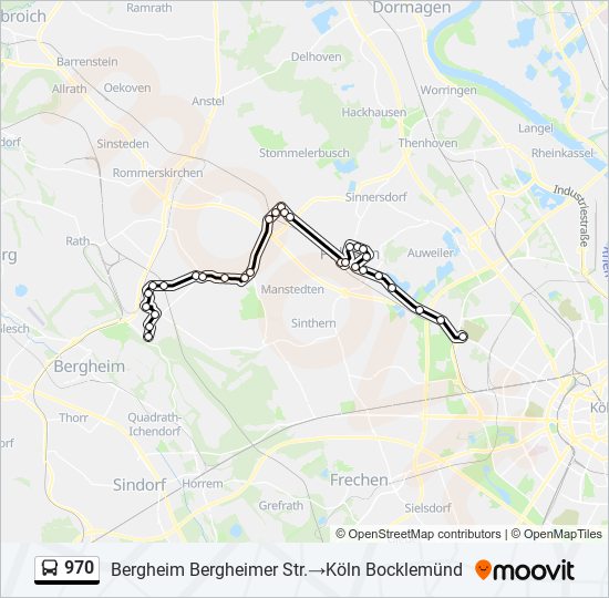 Автобус 970: карта маршрута