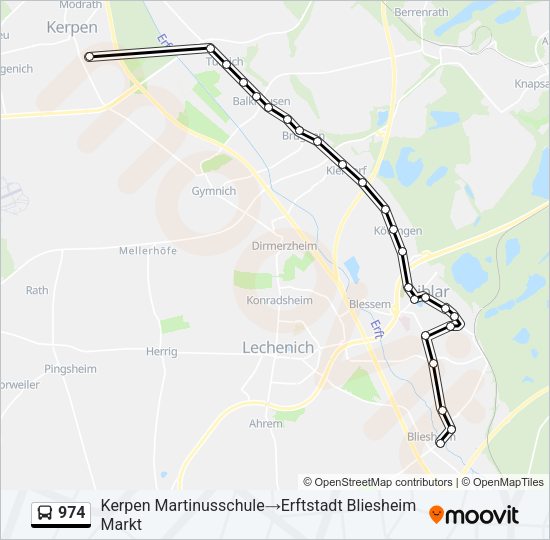Автобус 974: карта маршрута