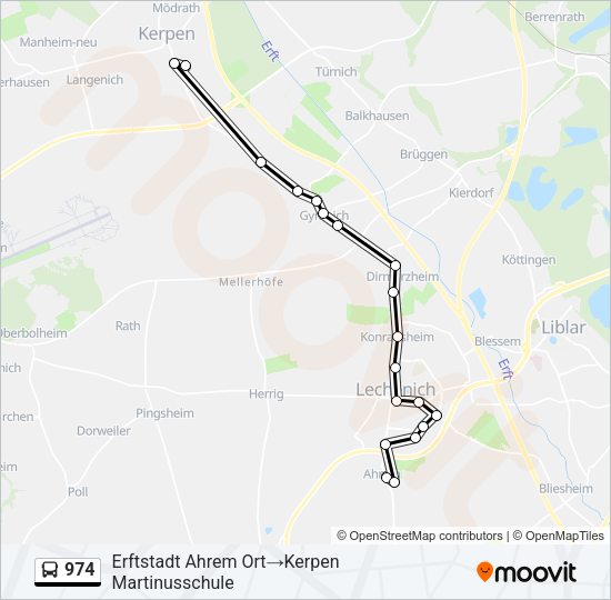Автобус 974: карта маршрута