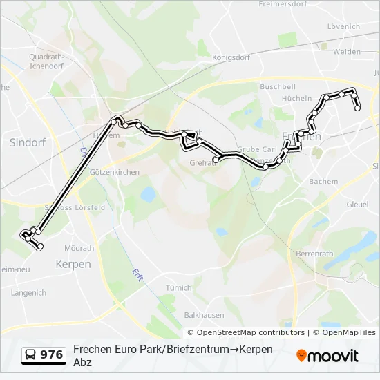 Bus 976 Route Map 976 Route: Schedules, Stops & Maps - Frechen Euro Park/Briefzentrum‎→Kerpen  Abz (Updated)