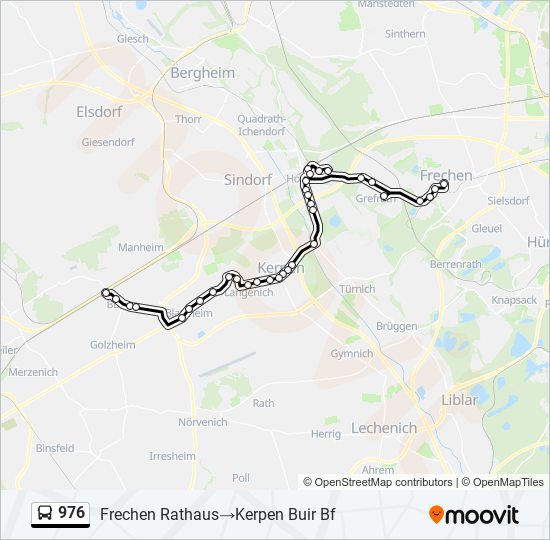 Bus 976 Route Map 976 Route: Schedules, Stops & Maps - Frechen Rathaus‎→Kerpen Buir Bf  (Updated)