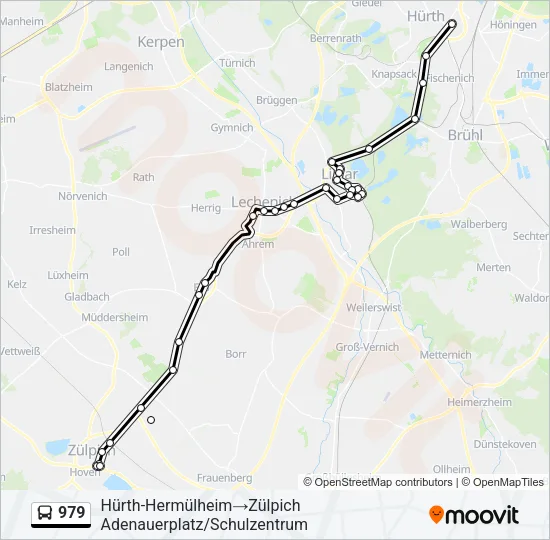 Автобус 979: карта маршрута