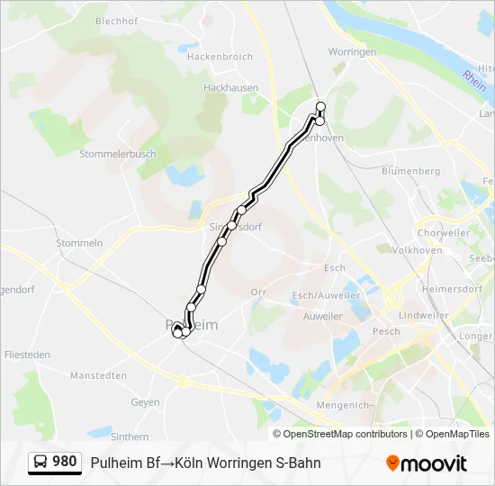 980 Bus Line Map