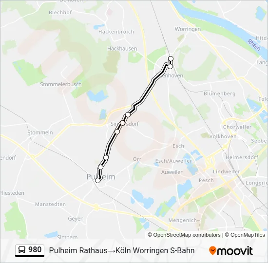 Buslinie 980 Karte