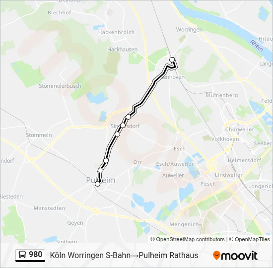 980 Bus Line Map