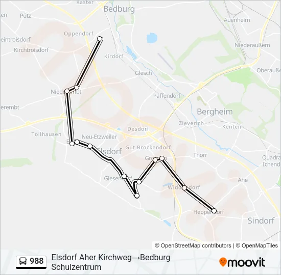 988 Bus Line Map