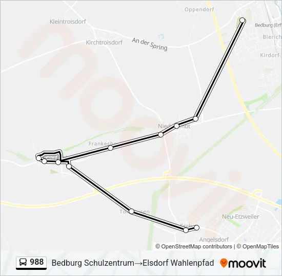 988 Bus Line Map