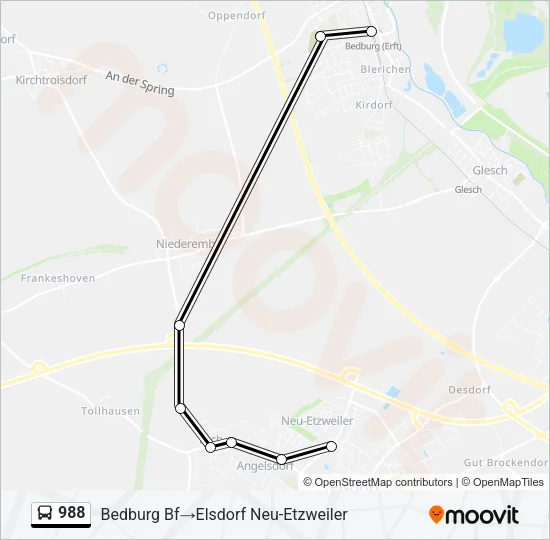 988 Bus Line Map
