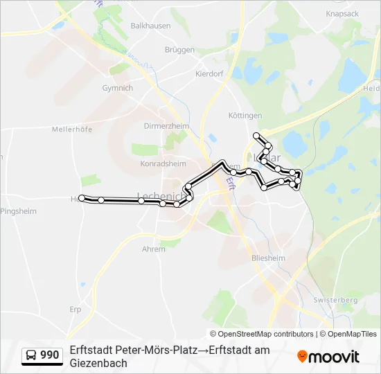 Buslinie 990 Karte