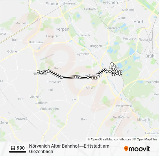Buslinie 990 Karte