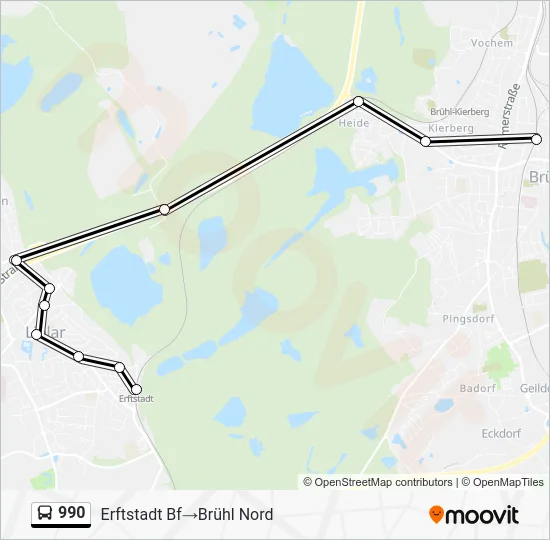 Автобус 990: карта маршрута