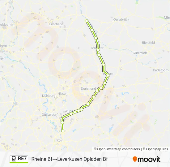 Поезд RE7: карта маршрута