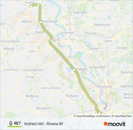 Поезд RE7: карта маршрута