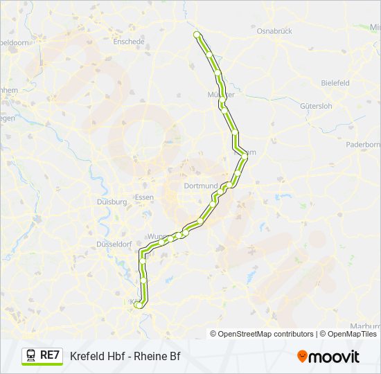 Поезд RE7: карта маршрута