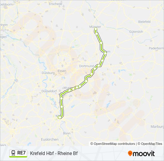 Поезд RE7: карта маршрута