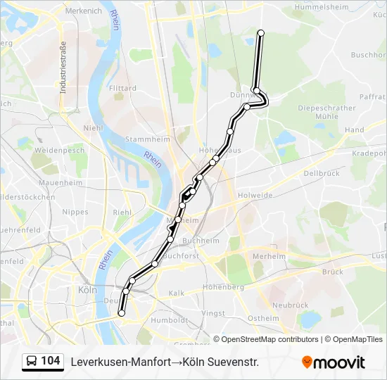 Автобус 104: карта маршрута