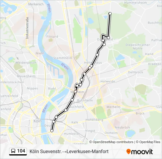 Автобус 104: карта маршрута